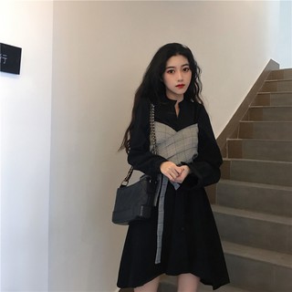 Đầm Dáng Dài Chiết Eo Giả Nhiều Lớp Thời Trang 2020 Trẻ Trung