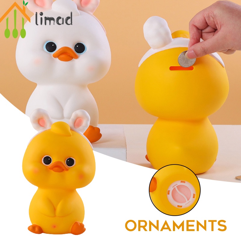 Hộp đựng tiền tiết kiệm hình chú vịt 3 trong 1 nhỏ xinh để bàn trang trí/ làm quà tặng cho bé