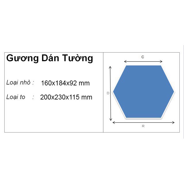 Decal gương dán tường hình lục giác
