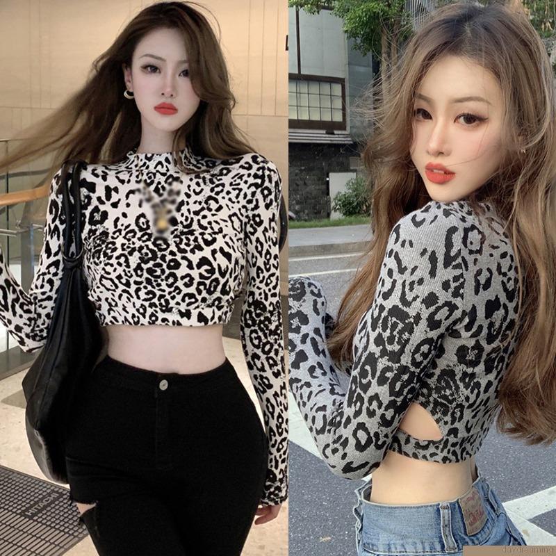 Áo Croptop tay dài hoạ tiết da báo / ngựa vằn