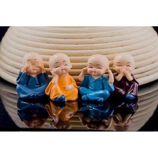 set 4 tượng trang trí BỚT NGHE - BỚT NÓI - BỚT NHÌN Để tâm thanh tịnh cho mình bình an"