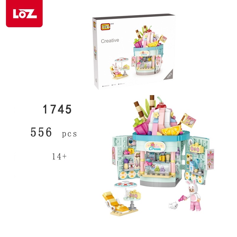 Bộ xếp hình khối xây dựng building block LOZ mini mô hình tiệm kem tươi