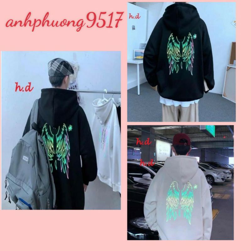 Áo hodie Cánh chim phản quang bảy màu❤Hoodie mùa đômg unisex nam nữ form <53kg