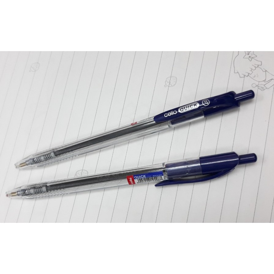 Bút bi bấm Cello Quick viết lên được giấy bóng Retractable Ballpoint Pen nét 0.7mm