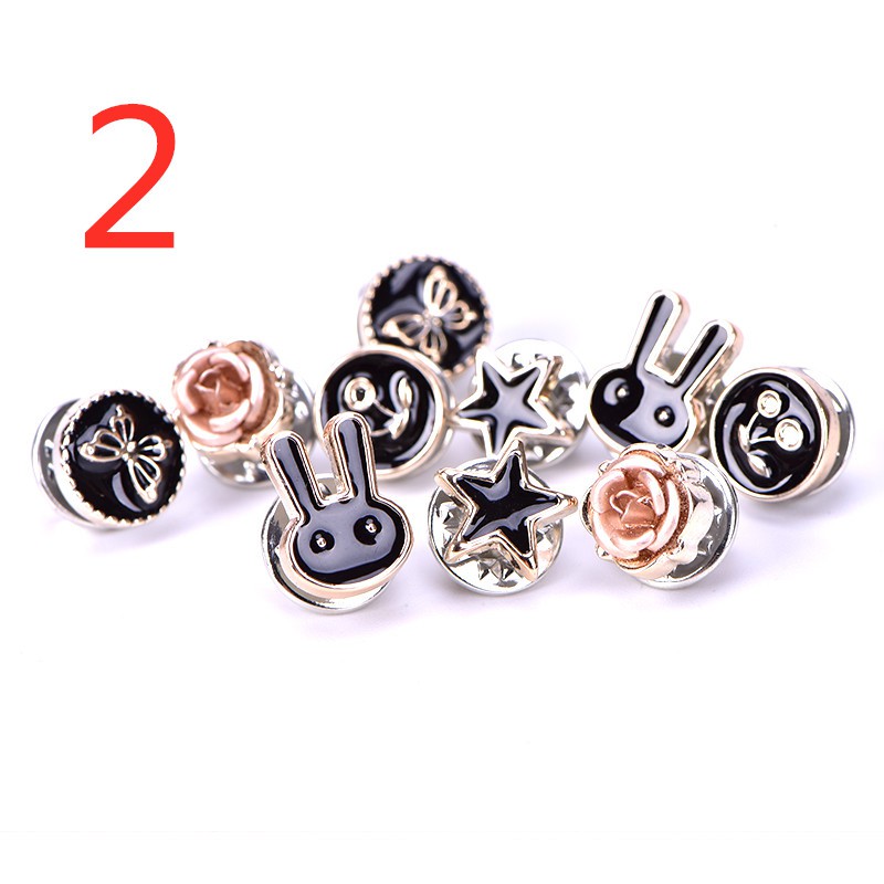 Bộ 10 Khuy Cài Áo Hình Bông Hoa Đính Ngọc Trai Mini