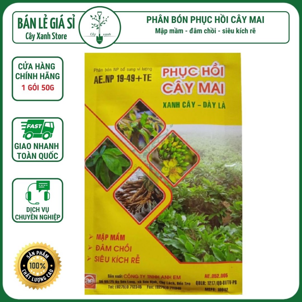 Phân Bón Phục Hồi Hoa Mai Phục Hồi Cây Mai 50gr Xanh Cây Dày Lá