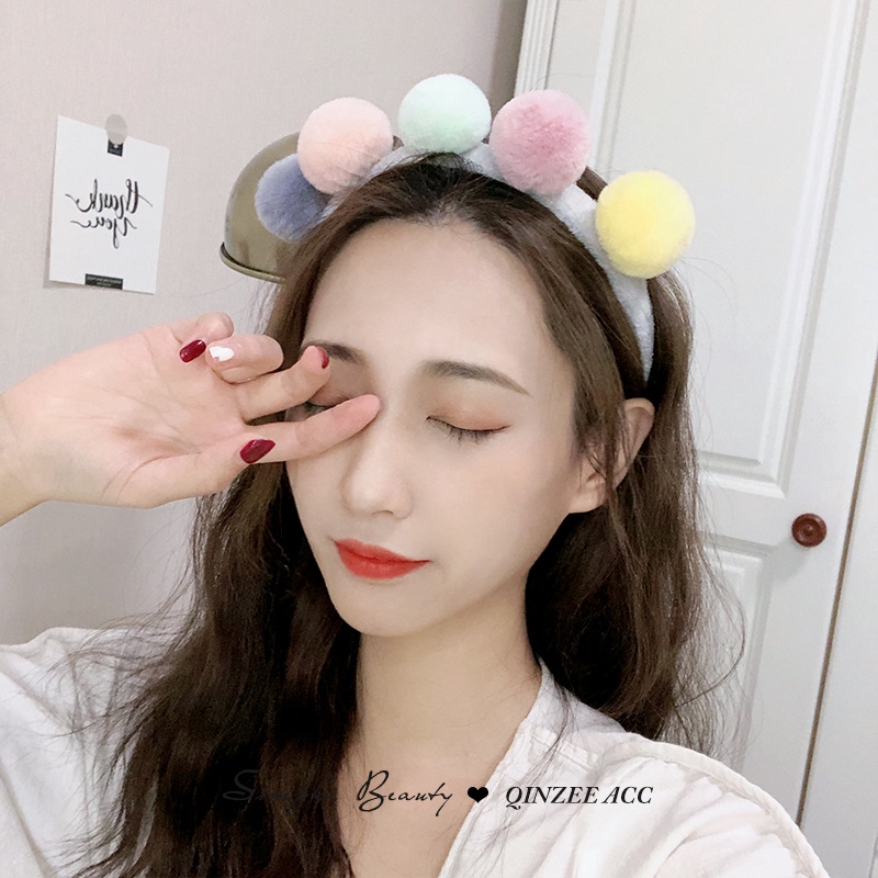 Năm Quả Bóng Lông Màu Dễ Thương Băng Đô Tóc Nữ
