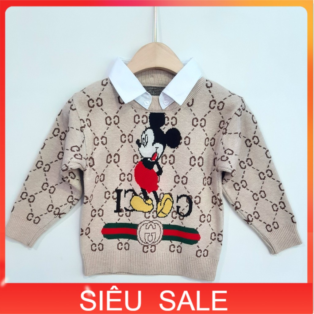 Áo len cổ sơ mi Mickey bé trai 2-7 tuổi