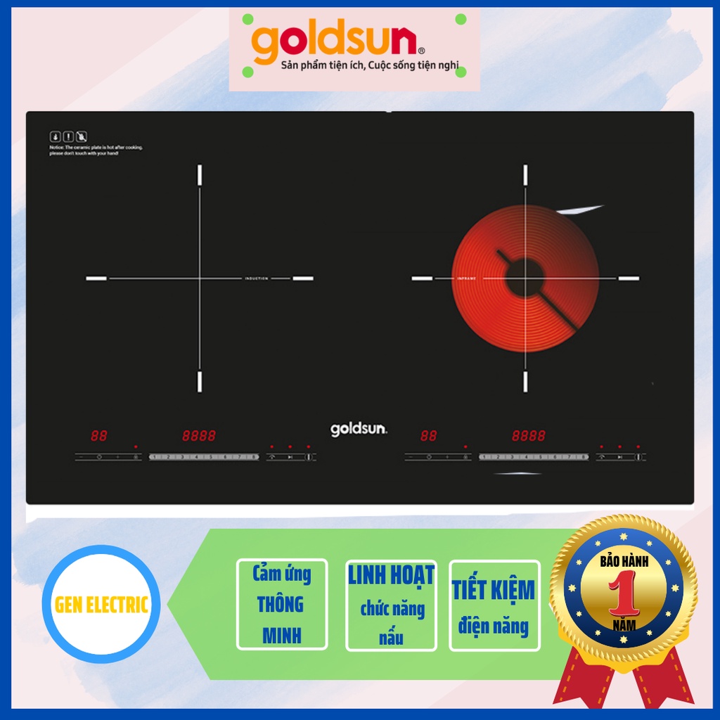 Bếp từ kết hợp hồng ngoại Goldsun GDX7640 – Kiểu dáng hiện đại – Bảo hành 24 tháng