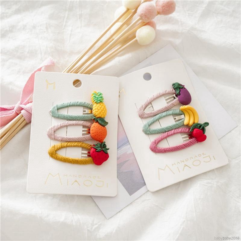 Set 3 kẹp tóc đính trái cây ngộ nghĩnh xinh xắn