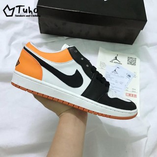 Giày jordan 1, giày thể thao jd1 cam đen cổ thấp full size -tuhoshop.com