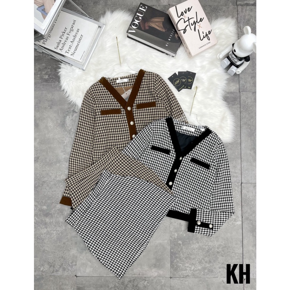 Set dạ họa tiết siêu xinh hai màu phong cách sang chảnh thu đông 2021 | BigBuy360 - bigbuy360.vn