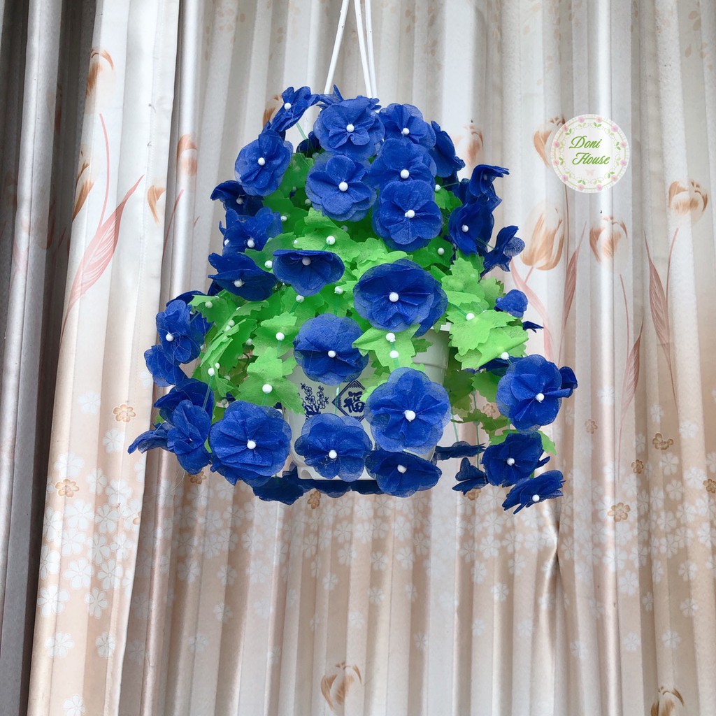 [Thành Phẩm] Chậu Hoa Treo Làm Bằng Giấy Lụa Nhiều Màu Dùng Để Trang Trí Nhà Cửa H02