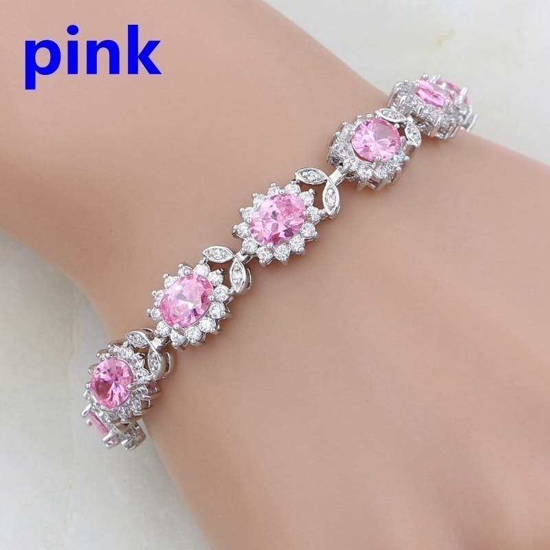 Vòng Tay Bạc Lấp Lánh Hình Oval Cho Nữ