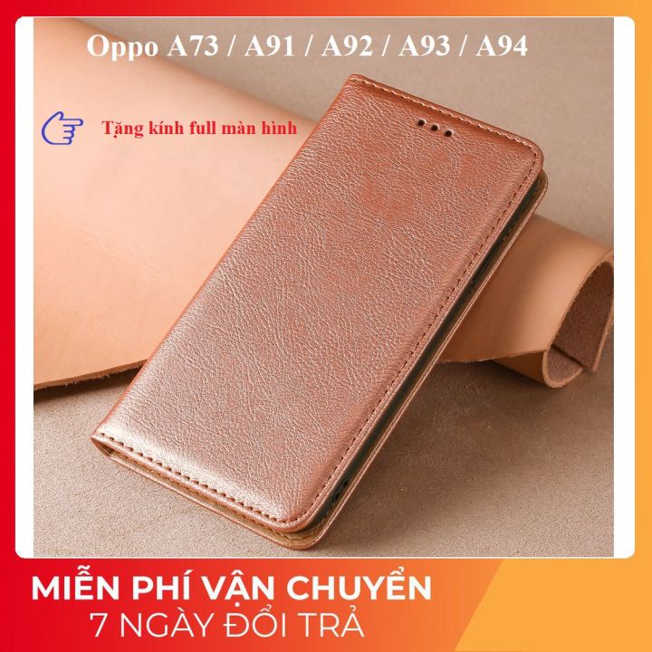 Bao da oppo A73 , A91 , A92 , A93 , A94 may viền nắp gập , tích hợp ngăn thẻ , nắp hít chống rớt điện thoại