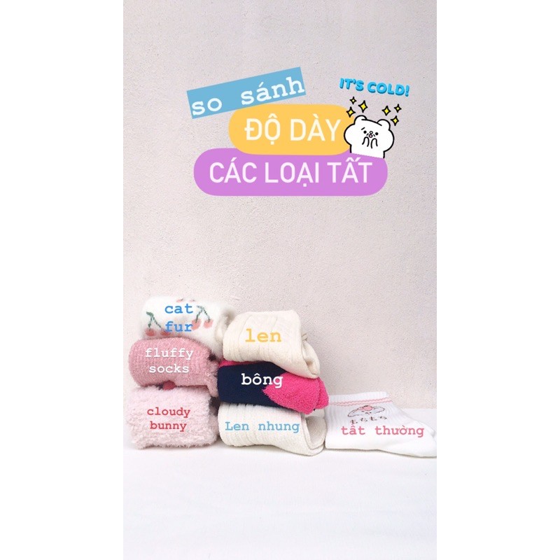 Tất Caramella cao cổ lông mềm hình hoa quả cực ấm Hoi Hoi Project