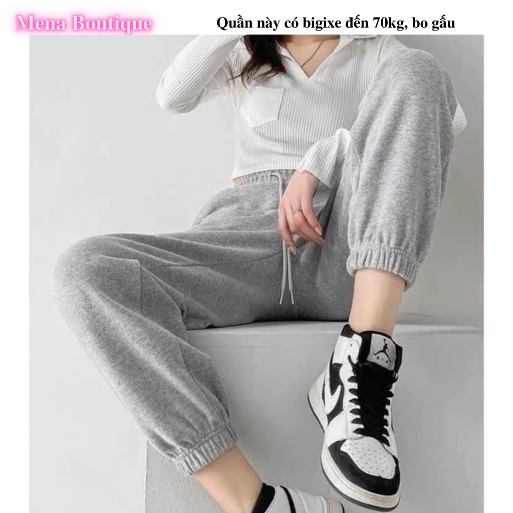 Quần Jogger Nỉ Tổ Ong MENA Boutique Bigsize Cạp Chun Lưng Cao Có Dải Rút Co Dãn Thoải Mái