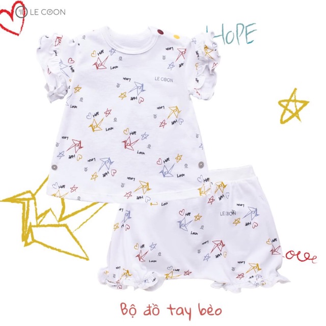 LECOON Bộ cộc tay Lecoon cotton size 3m đến 3y cho bé