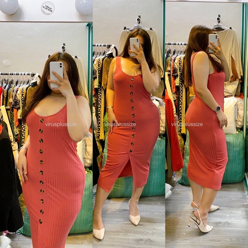 Đầm F21 plus thun gân body bigsize