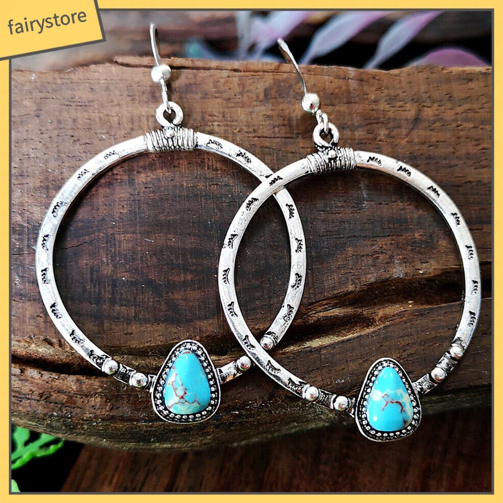 1 Đôi Bông Tai Tròn Đính Đá Phong Cách Vintage Dành Cho Nữ