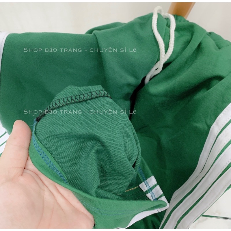 Quần Óng Rộng Xanh 3 Sọc Nam Nữ Dáng Rộng Unisex Cạp Chun Co Dãn Uzzlang Hàn Quốc Hottrend