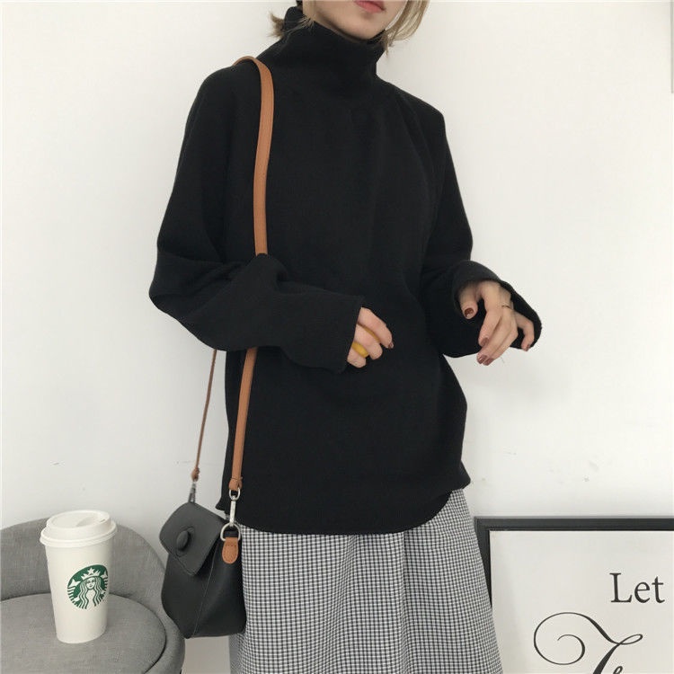 Áo Thun Tay Dài Cổ Lọ Form Rộng Phong Cách Hàn Quốc