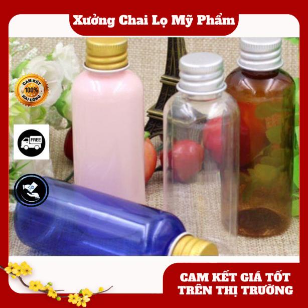 Chai nhựa pet nắp vặn nhôm 100ml,50ml,30ml,20ml đựng mỹ phẩm, dược phẩm , phụ kiện du lịch