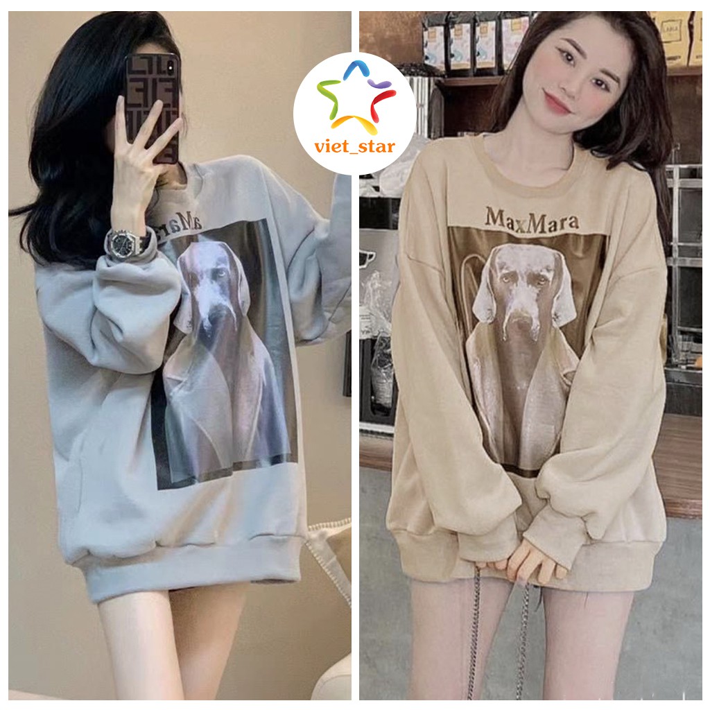 Áo Nỉ Sweater Nữ VIETSTAR hoodie vintage áo nỉ form rộng tay dài Hàn Quốc MAXMARA