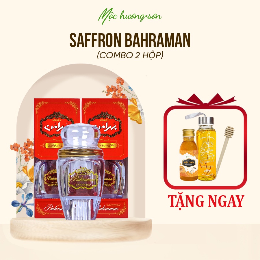 Combo 2 hộp Nhụy hoa nghệ tây Saffron Bahraman thương hiệu Saffron Việt Nam hộp 1gr