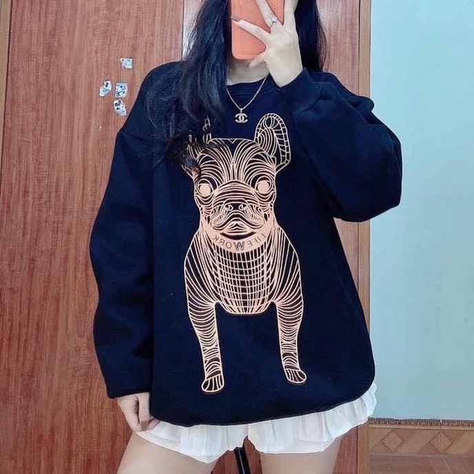 Áo Sweater Nỉ Bông Cotton Dày Mịn In Hình Chú Chó 3D Đáng Yêu | BigBuy360 - bigbuy360.vn
