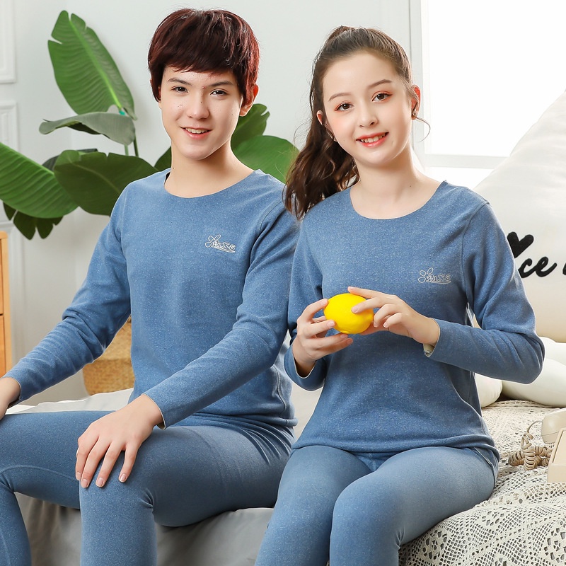 Bộ Đồ Lót Dài Tay Hai Mặt Không Đường May Giữ Nhiệt 100-180CM Thời Trang Mùa Thu Cho Học Sinh