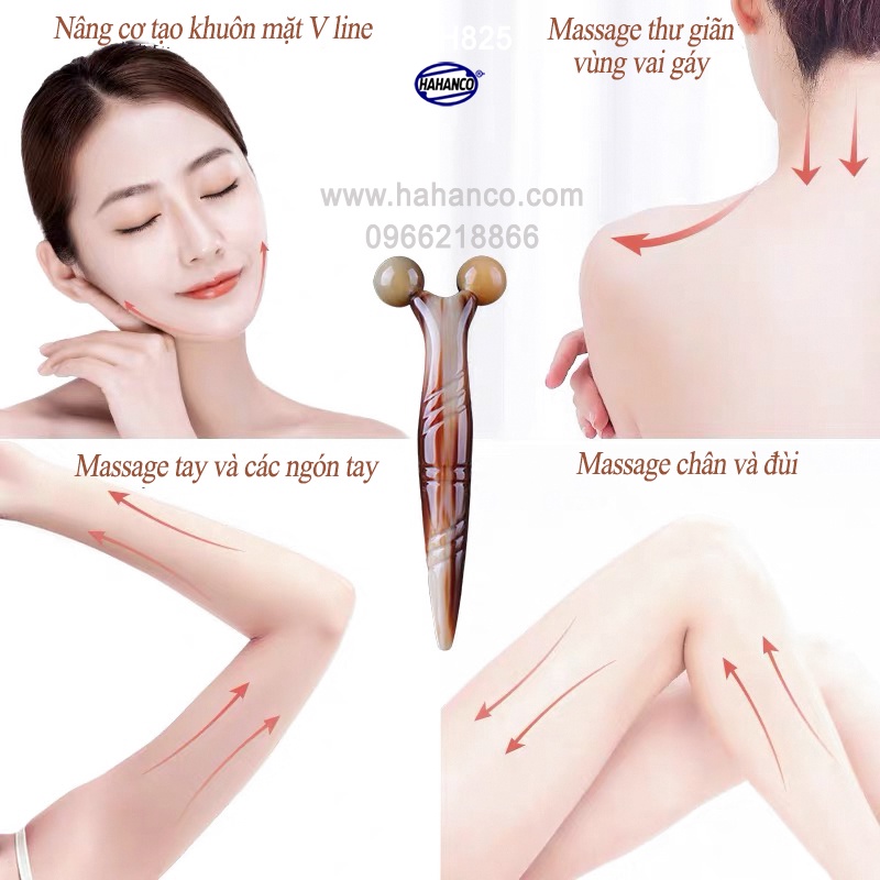Dụng cụ lăn massage nâng cơ mặt và body bằng sừng - đa năng/làm đẹp da [MH825]