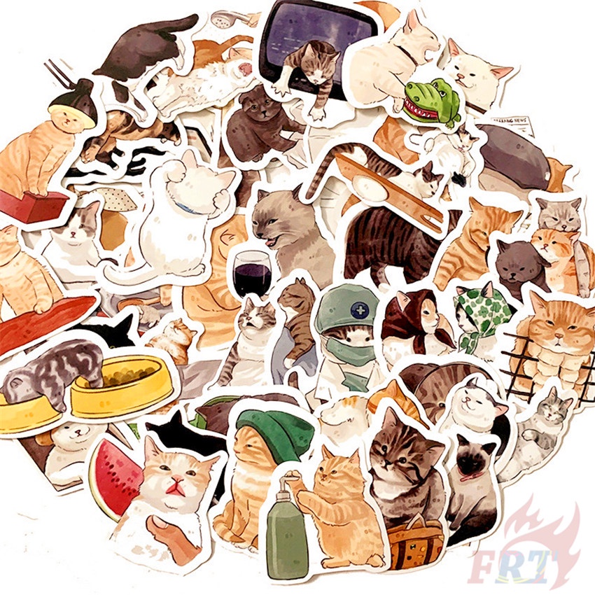 ❉ Kawaii Kittens Series 02 Cats Pets Stickers ❉ 52Pcs/Set DIY Fashion Luggage Laptop Skateboard Decals Doodle Stickers