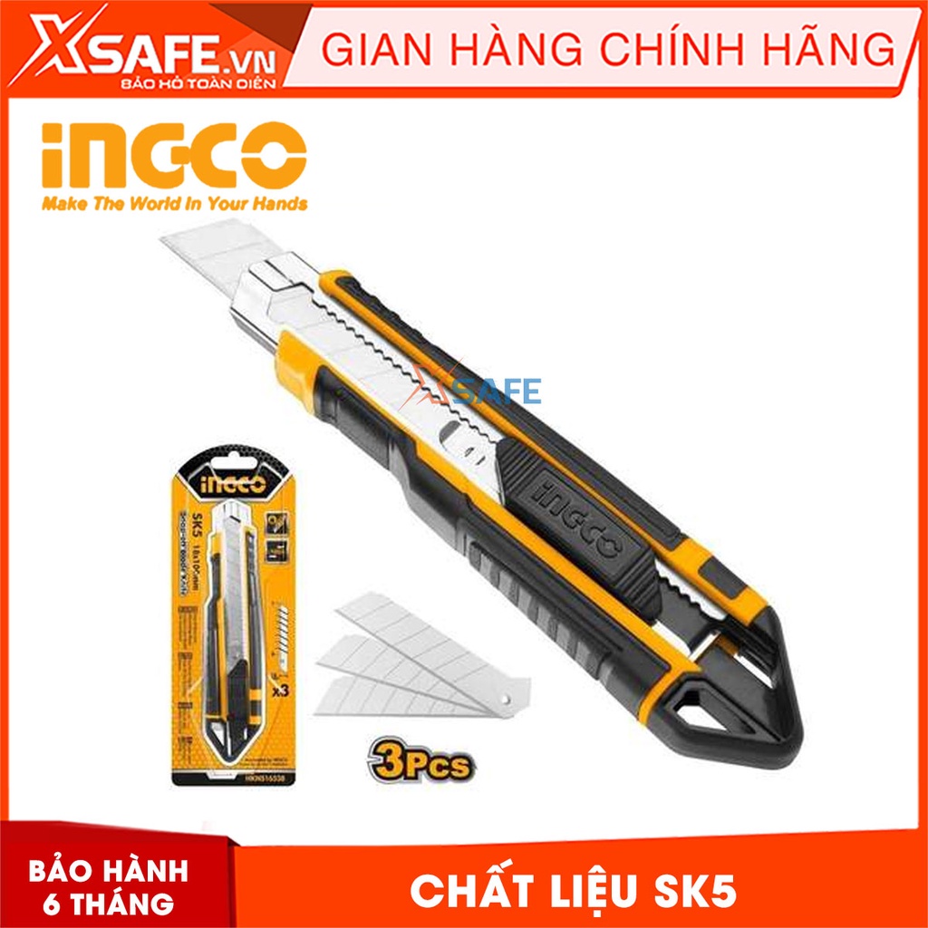 Dao rọc giấy INGCO HKNS16538 nút cố định tự động Dao cắt giấy chất liệu thép cao cấp chắc chắn chịu nhiệt không gỉ