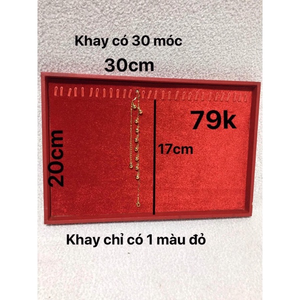 Khay nhung trưng lắc và dây chuyền có 4 size và 3 màu