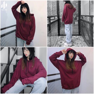ÁO HOODIE TRƠN ĐỎ RƯỢU NỈ ĐẸP [ẢNH THẬT 100%]