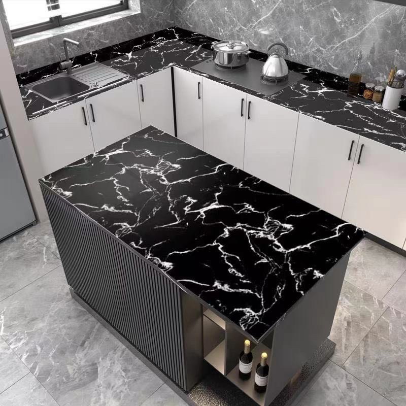 Giấy dán tường 5Mx60CM Dán tường giả vân đá MARBLE TRÁNG-NHÔM Dán bếp chịu nhiệt chống dầu mỡ chống nước dễ dàng vệ sinh