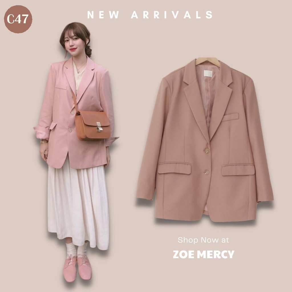 [SẴN]-Áo Blazer Hồng pastel (C47)