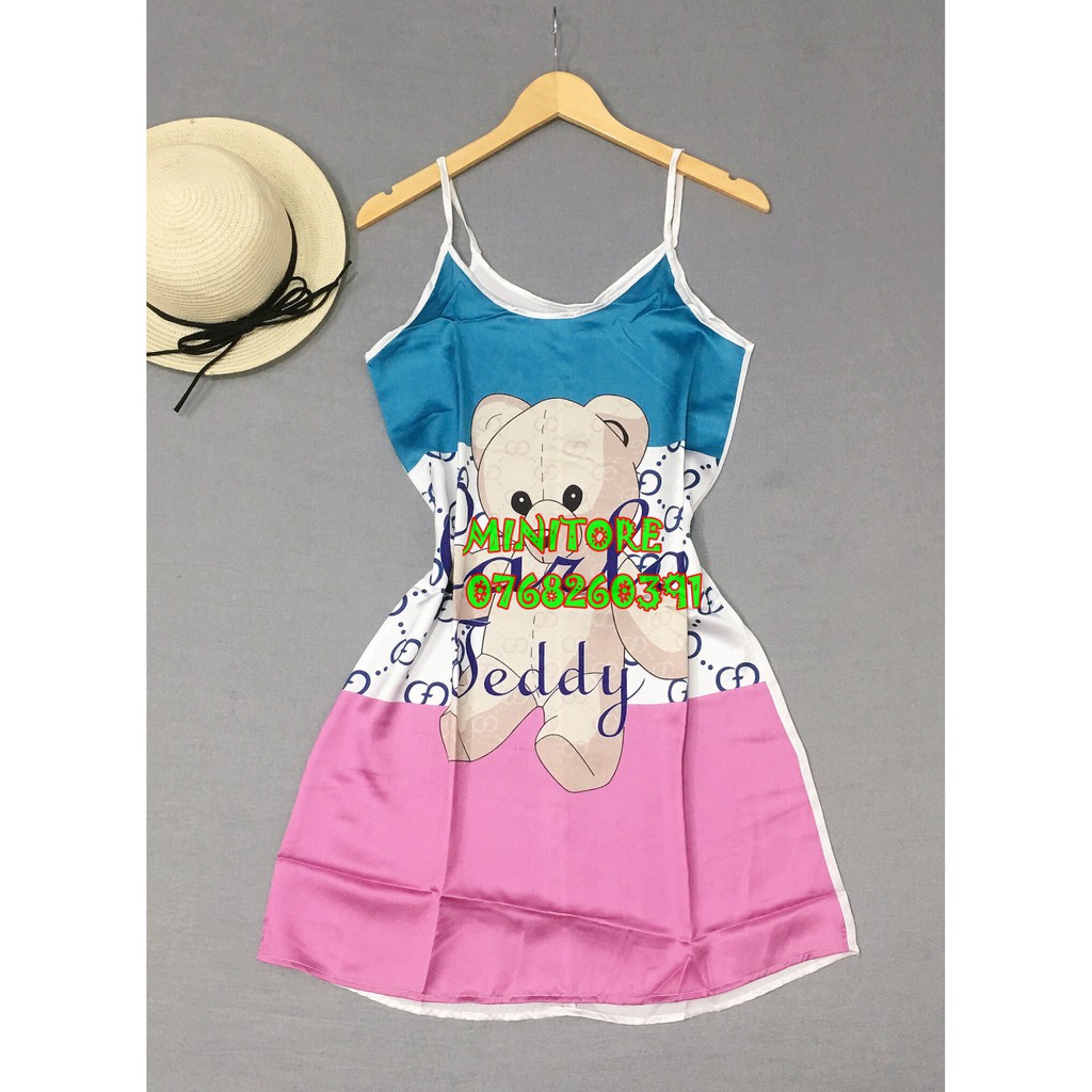 [SIZE 40-60KG] VÁY SATIN 2 DÂY HỌA TIẾT DỄ THƯƠNG, VẢI MỊN MÁT ÍT NHĂN - XƯỞNG NHÀ MAY BAO ĐẸP