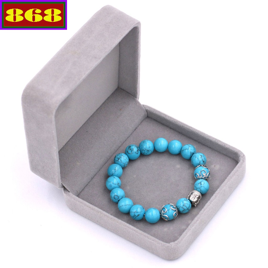 Chuỗi tay san hô xanh biển sọc 10 ly - Vòng chuỗi Như lai inox VSHXBSNLBKT10