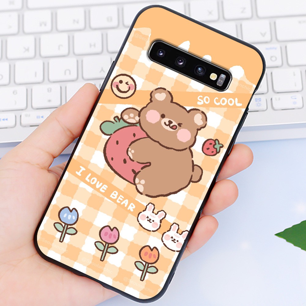 Ốp Samsung 😍 Ốp lưng Samsung S10 S10 Plus Cute Bear nhựa cao cấp viền silicon - Banana Store