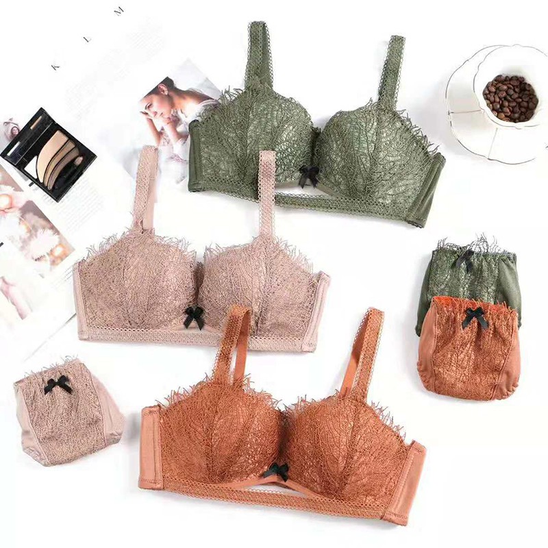 Áo lót ren không gọng Đính Nơ đệm mỏng 2cm nâng ngực quyến rũ - Áo ngực ren mỏng