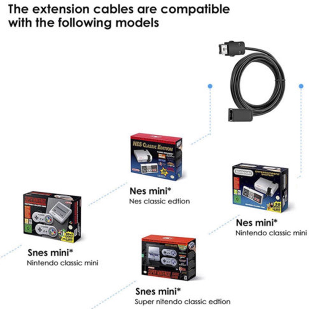 Bigbox 1 / 2 Dây Cáp Nối Dài 3m Cho Tay Cầm Chơi Game Nintendo Classic Nes Mini / Snes Mini