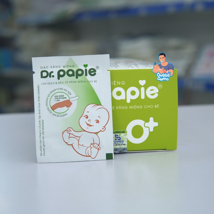 Gạc rơ lưỡi Dr Papie vệ sinh răng miệng (30 gói/hộp) - Ongbodemo