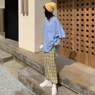 Quần Kẻ Nữ, Quần Caro Lưng Cao Dáng Rộng Ống Suông lưng thun nhiều màu dễ chọn lựa