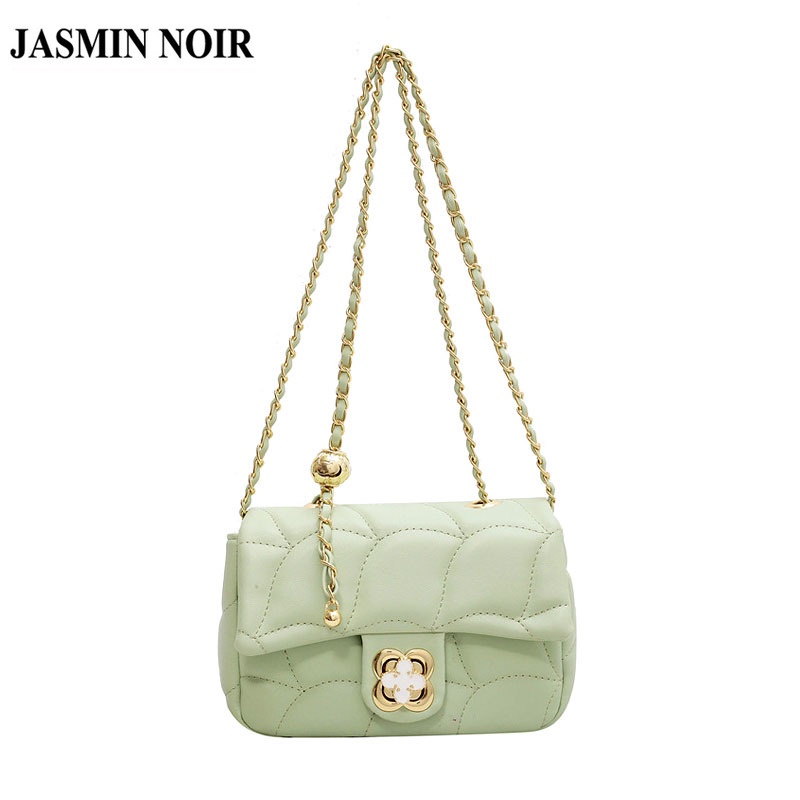 Túi đeo chéo JASMIN NOIR họa tiết kẻ sọc phối dây xích thời trang cho nữ