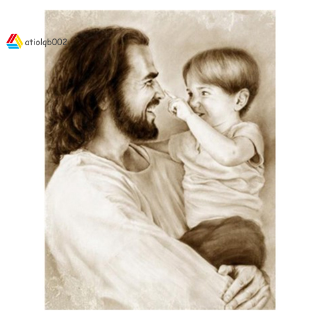 Bộ Tranh Đính Đá Tự Làm Họa Tiết Chúa Jesus Trên Thánh Giá Độc Đáo