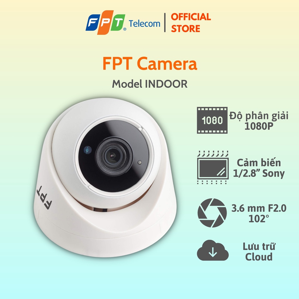 Camera An Ninh FPT - Model Indoor Trong nhà - Cảm biến Full HD - 1080p Bao Gồm 14 tháng Cloud