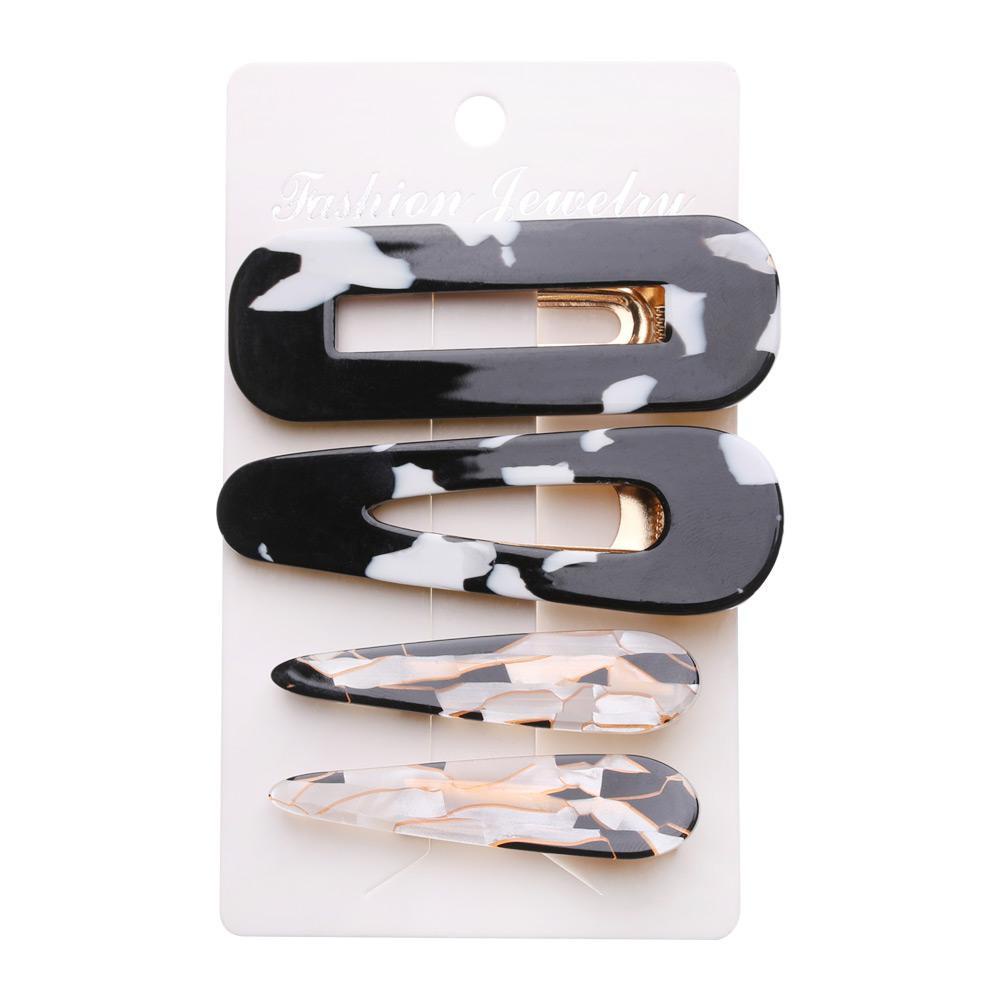 Set 4 Kẹp Tóc Hình Chữ Nhật Thiết Kế Rỗng Thời Trang Cho Nữ