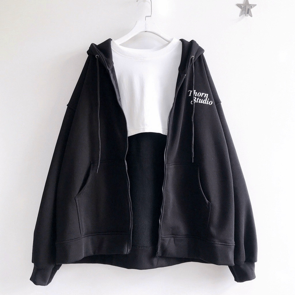 Áo Khoác Nam Chất Nỉ Mềm Nón 2 Lớp Chùm Đầu In Chữ Sịn Sò Form Rộng Mặc Thoải Mái NEW UNISEX